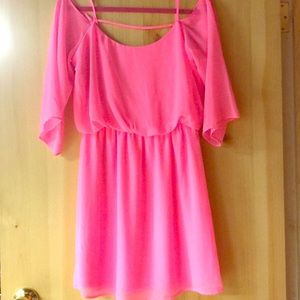 Neon pink mini dress
